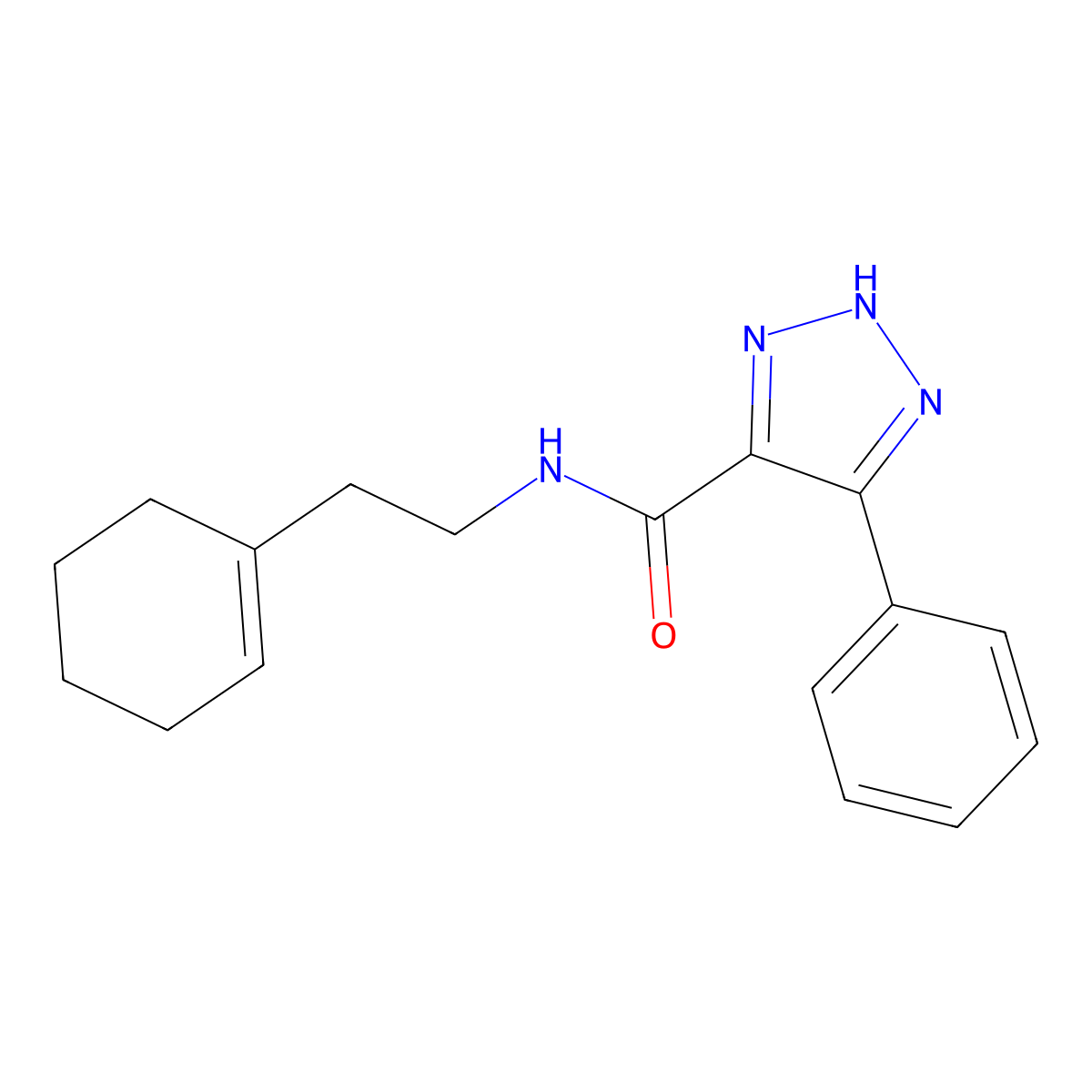 N-(2-cyclohex-1-en-1-ylethyl)-4-phenyl-1H-1,2,3-triazole-5-carboxamide molecular structure, CAS 1795300-03-6