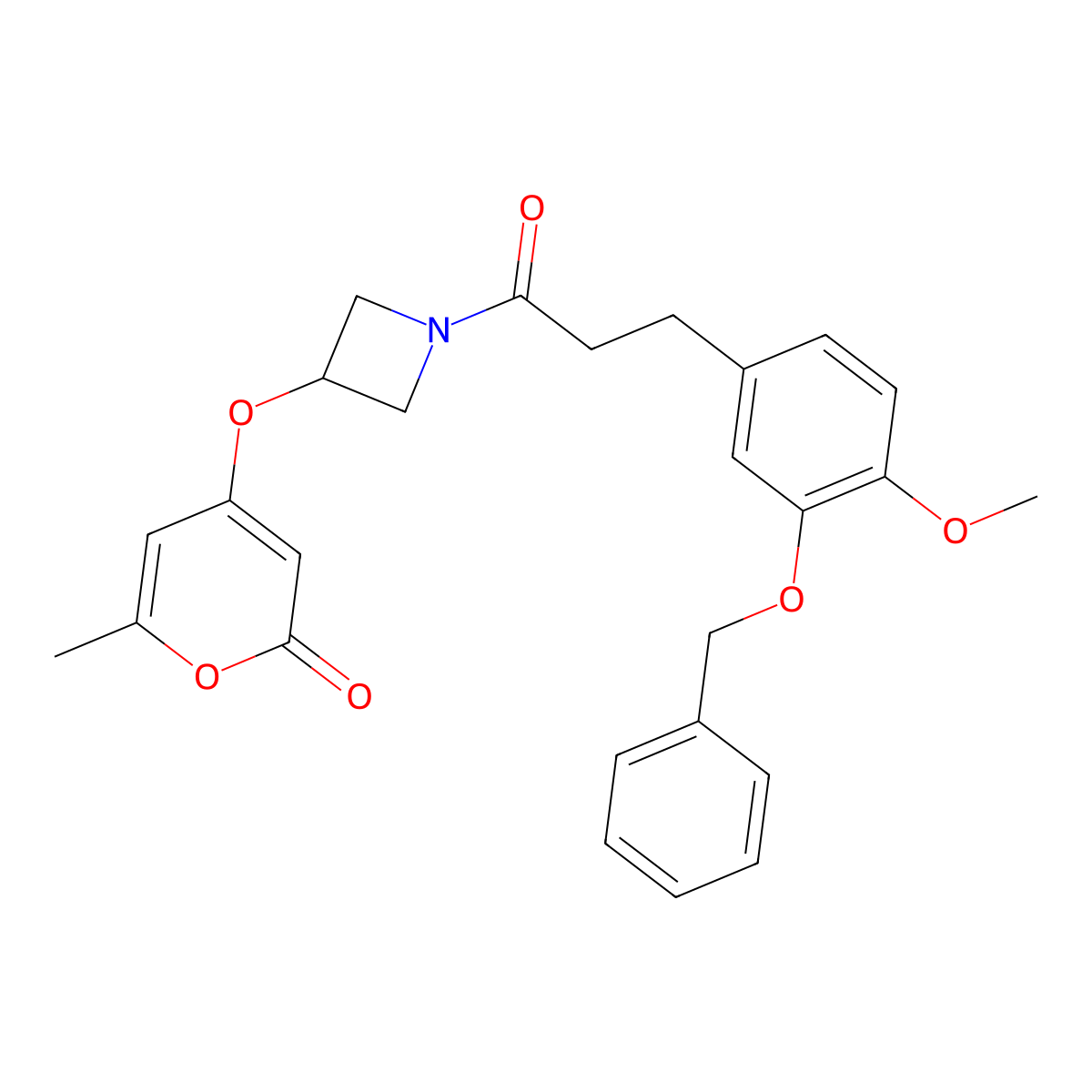 4-((1-(3-(3-(benzyloxy)-4-methoxyphenyl)propanoyl)azetidin-3-yl)oxy)-6-methyl-2H-pyran-2-one molecular structure, CAS 1795300-15-0