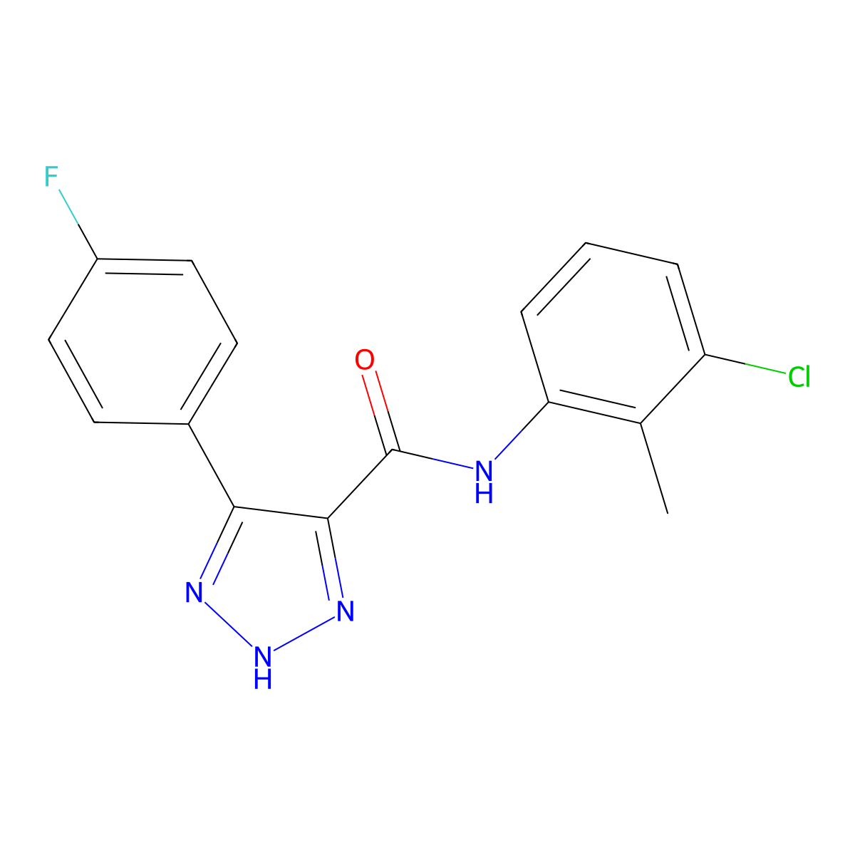 N-(3-chloro-2-methylphenyl)-4-(4-fluorophenyl)-1H-1,2,3-triazole-5-carboxamide molecular structure, CAS 1795300-21-8