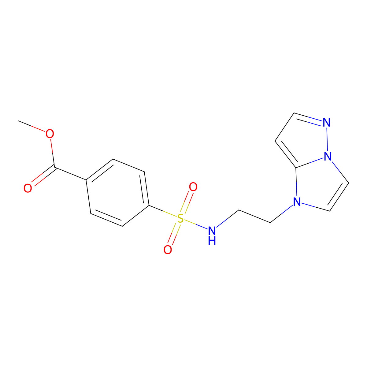 methyl 4-(N-(2-(1H-imidazo[1,2-b]pyrazol-1-yl)ethyl)sulfamoyl)benzoate molecular structure, CAS 1795300-24-1