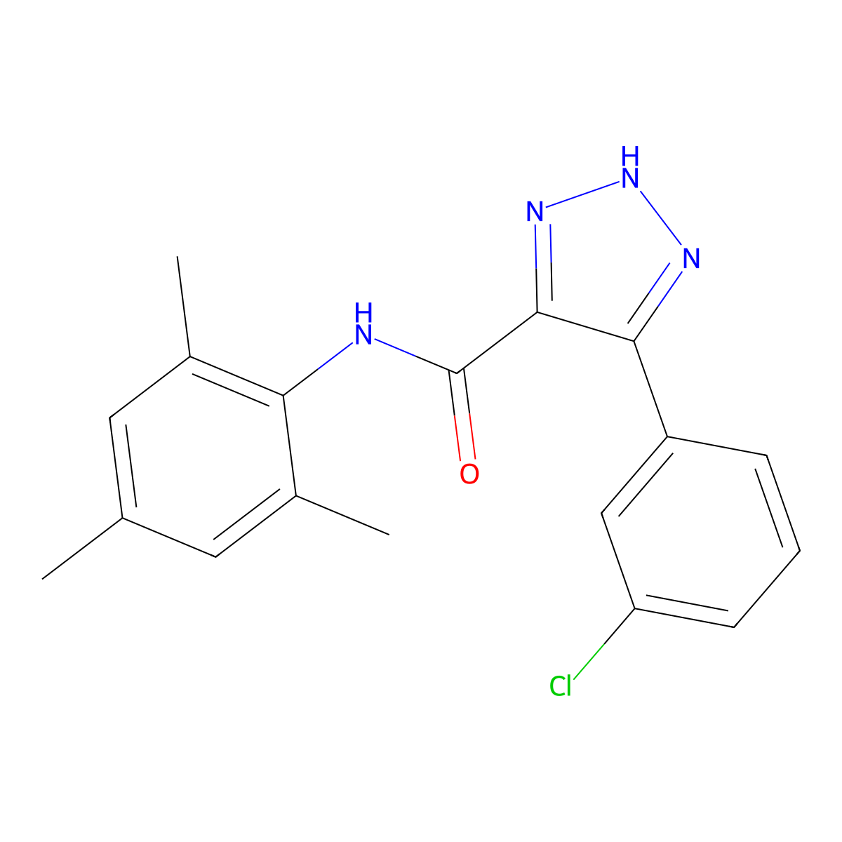 4-(3-chlorophenyl)-N-mesityl-1H-1,2,3-triazole-5-carboxamide molecular structure, CAS 1795300-29-6