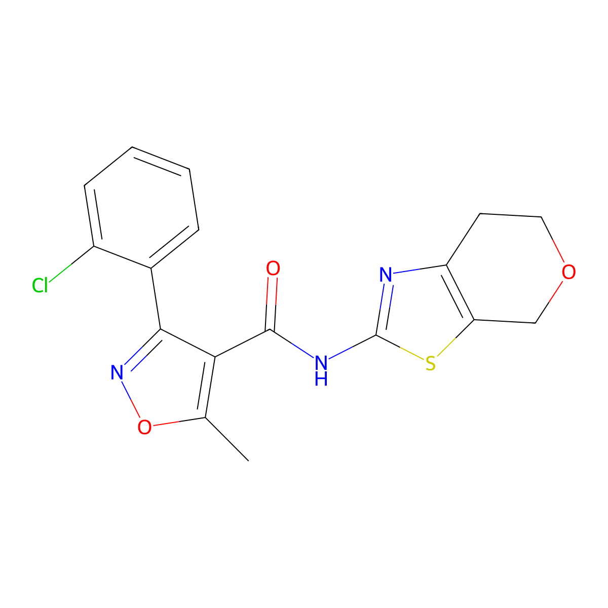 3-(2-chlorophenyl)-N-(6,7-dihydro-4H-pyrano[4,3-d]thiazol-2-yl)-5-methylisoxazole-4-carboxamide molecular structure, CAS 1795300-35-4