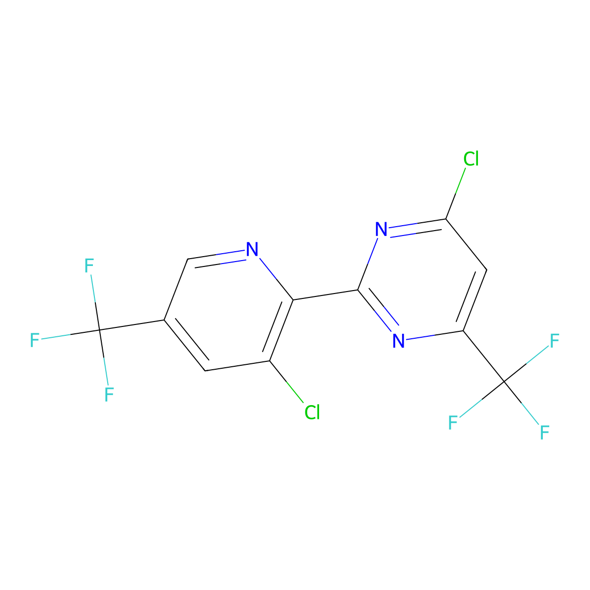 4-Chloro-2-[3-chloro-5-(trifluoromethyl)pyridin-2-yl]-6-(trifluoromethyl)pyrimidine molecular structure, CAS 1795300-47-8