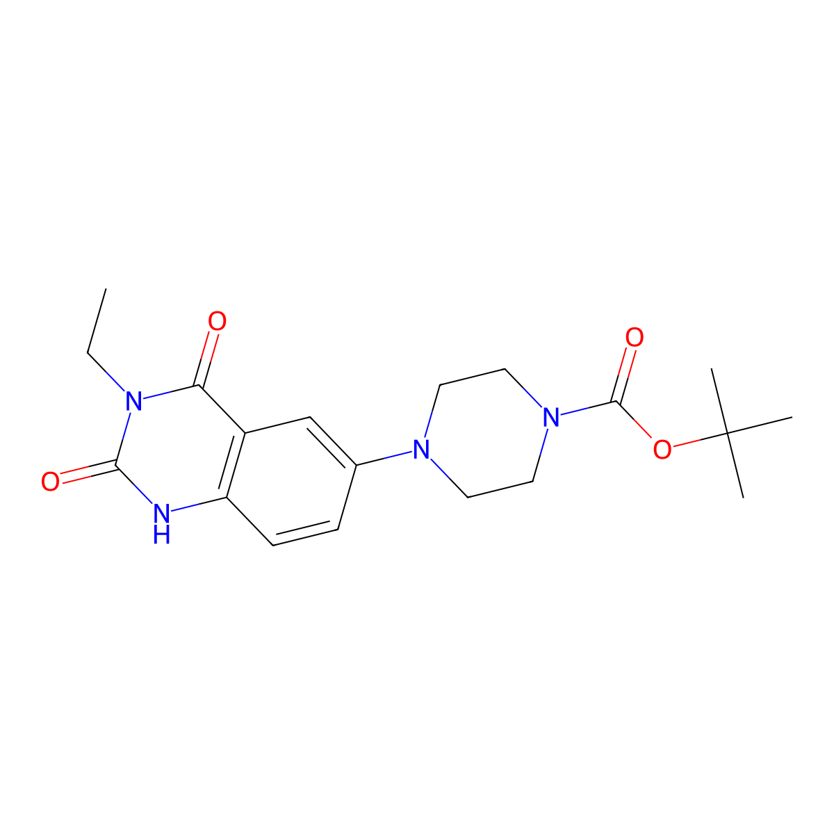 Tert-butyl 4-(3-ethyl-2,4-dioxo-1,2,3,4-tetrahydroquinazolin-6-yl)piperazine-1-carboxylate molecular structure, CAS 1795300-50-3