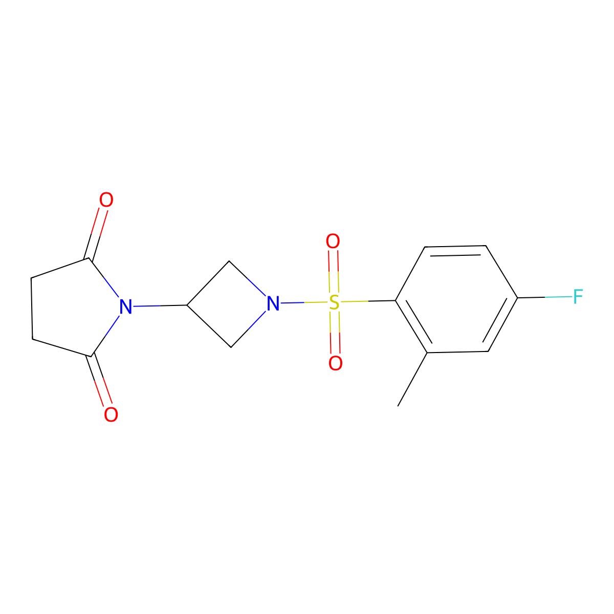 1-(1-((4-Fluoro-2-methylphenyl)sulfonyl)azetidin-3-yl)pyrrolidine-2,5-dione molecular structure, CAS 1795300-54-7