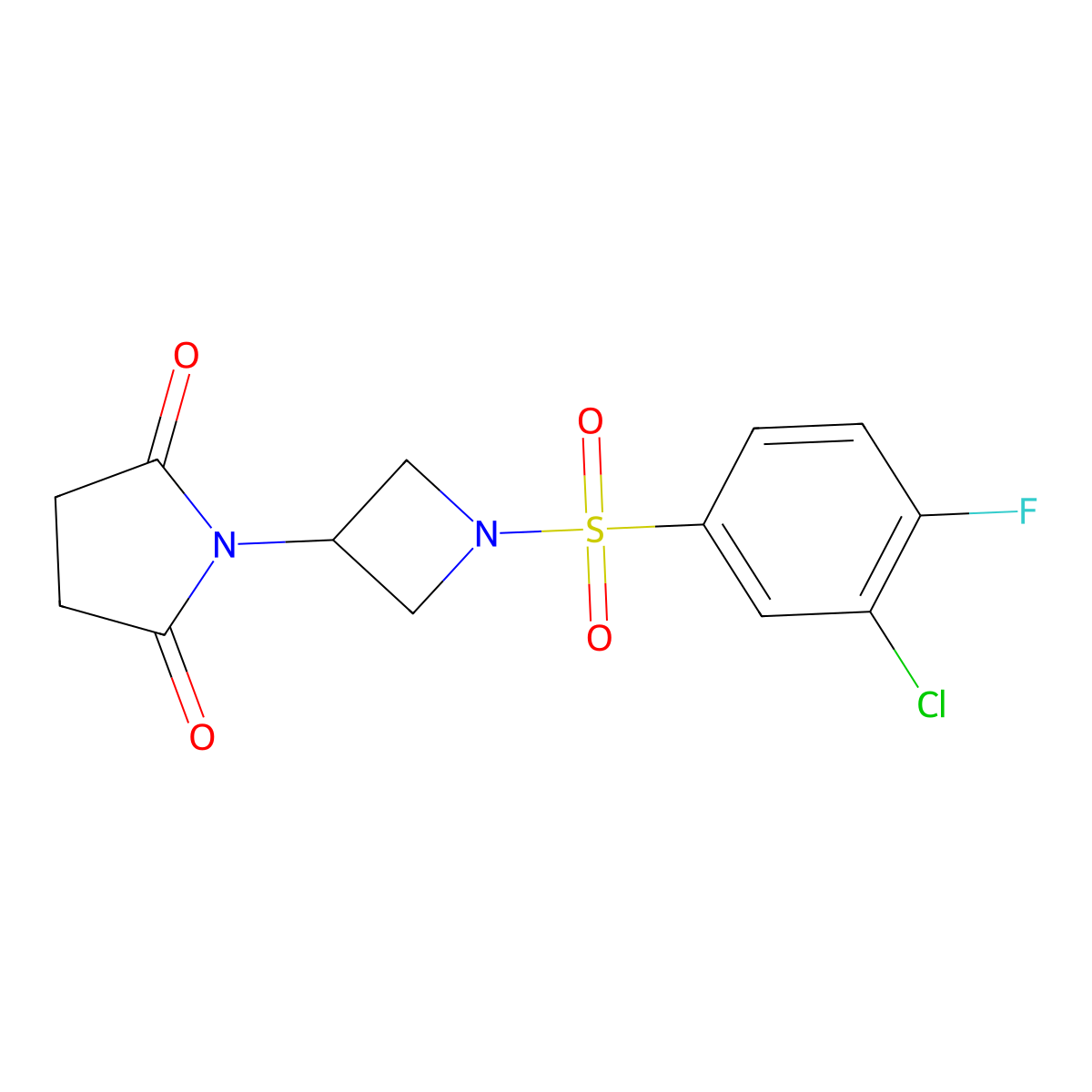 1-(1-((3-Chloro-4-fluorophenyl)sulfonyl)azetidin-3-yl)pyrrolidine-2,5-dione molecular structure, CAS 1795300-61-6