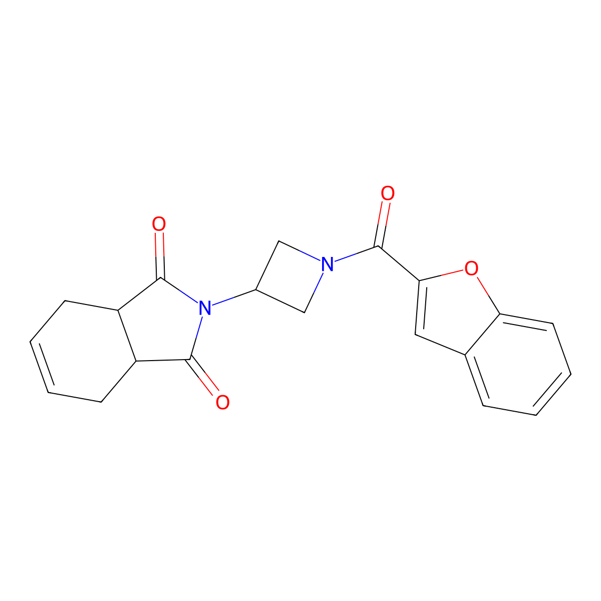 2-(1-(benzofuran-2-carbonyl)azetidin-3-yl)-3a,4,7,7a-tetrahydro-1H-isoindole-1,3(2H)-dione molecular structure, CAS 1795300-67-2