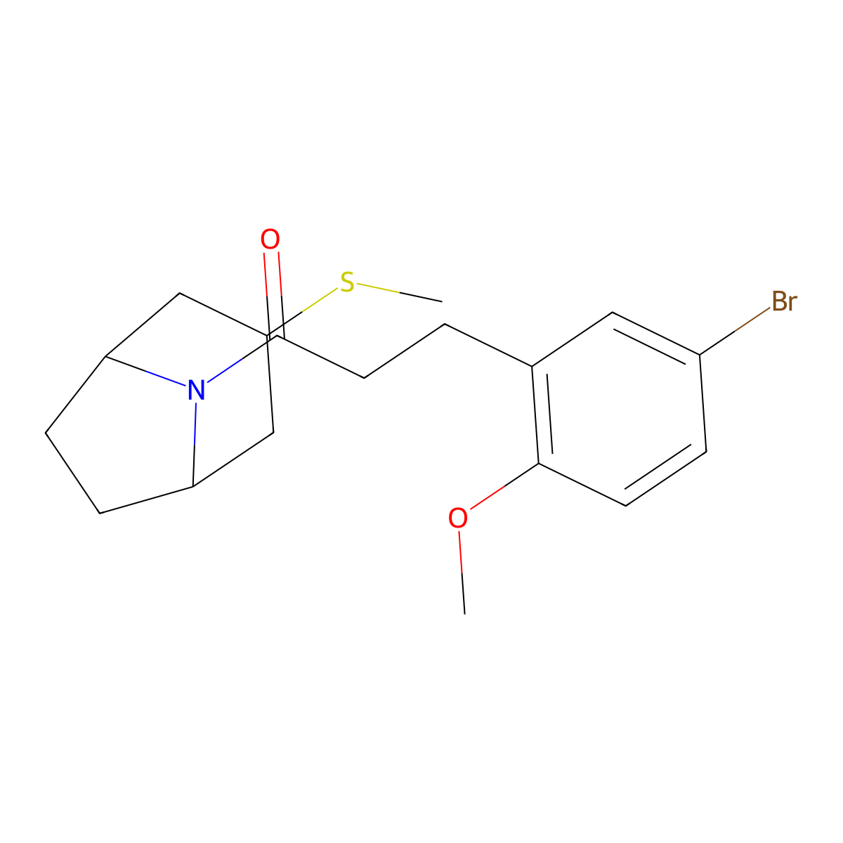 3-(5-bromo-2-methoxyphenyl)-1-((1R,5S)-3-(methylthio)-8-azabicyclo[3.2.1]octan-8-yl)propan-1-one molecular structure, CAS 1795300-70-7
