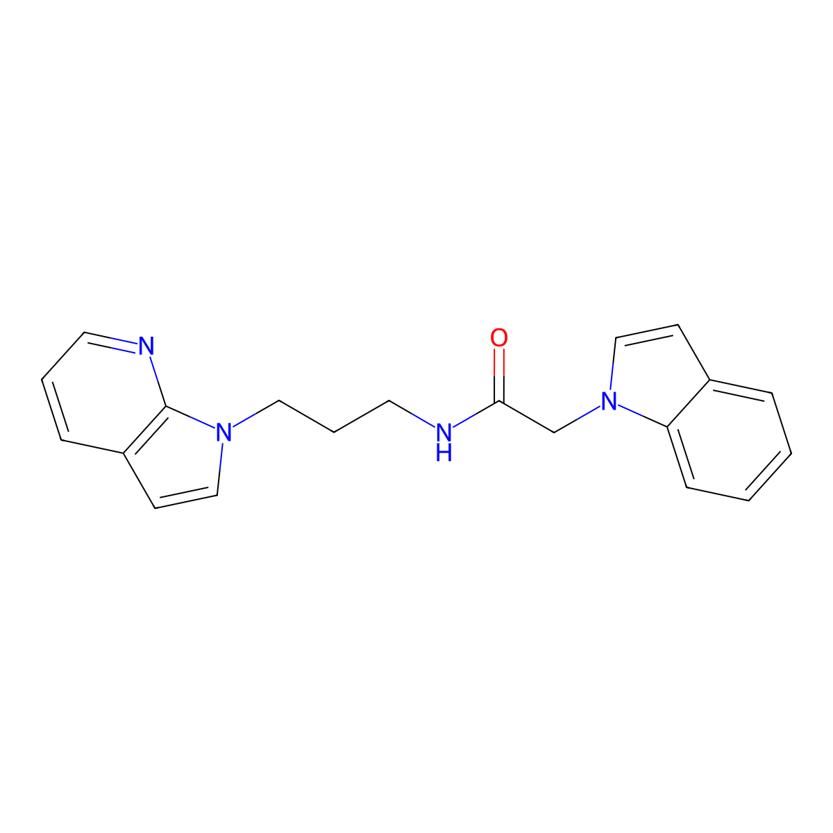 N-(3-(1H-pyrrolo[2,3-b]pyridin-1-yl)propyl)-2-(1H-indol-1-yl)acetamide molecular structure, CAS 1795300-75-2