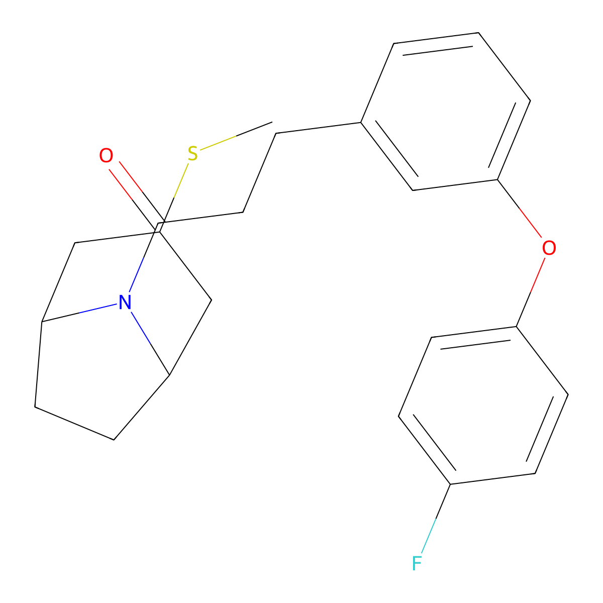 3-(3-(4-fluorophenoxy)phenyl)-1-((1R,5S)-3-(methylthio)-8-azabicyclo[3.2.1]octan-8-yl)propan-1-one molecular structure, CAS 1795300-77-4