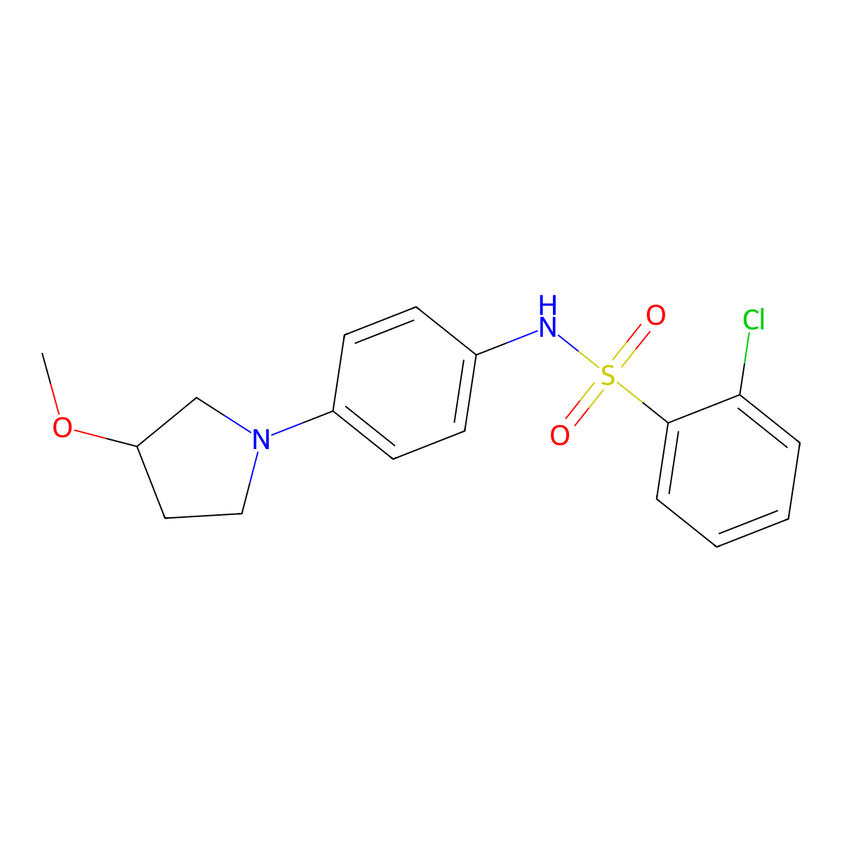 2-chloro-N-(4-(3-methoxypyrrolidin-1-yl)phenyl)benzenesulfonamide molecular structure, CAS 1795300-79-6