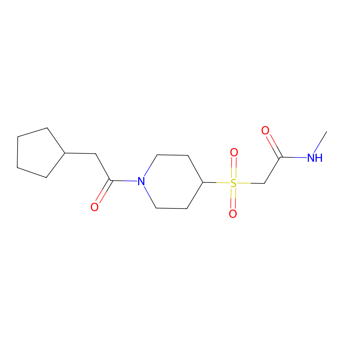 2-{[1-(2-cyclopentylacetyl)piperidin-4-yl]sulfonyl}-N-methylacetamide molecular structure, CAS 1795300-86-5