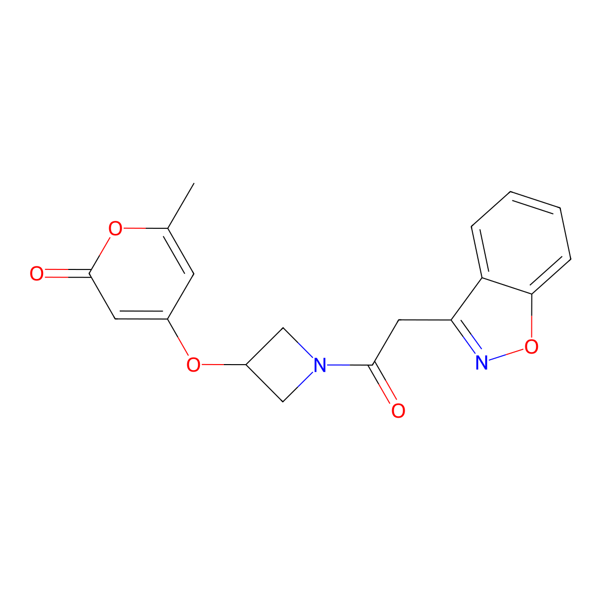 4-((1-(2-(benzo[d]isoxazol-3-yl)acetyl)azetidin-3-yl)oxy)-6-methyl-2H-pyran-2-one molecular structure, CAS 1795300-87-6
