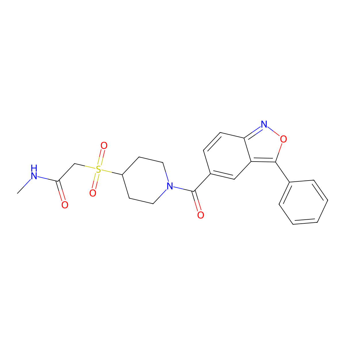 N-methyl-2-((1-(3-phenylbenzo[c]isoxazole-5-carbonyl)piperidin-4-yl)sulfonyl)acetamide molecular structure, CAS 1795300-95-6