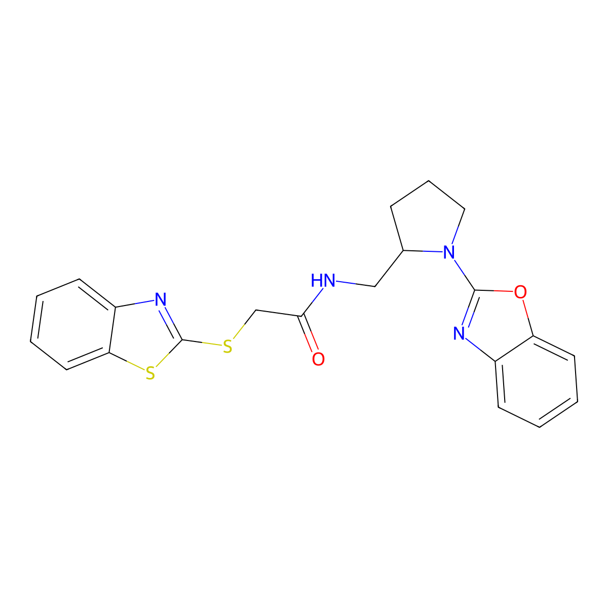 N-((1-(benzo[d]oxazol-2-yl)pyrrolidin-2-yl)methyl)-2-(benzo[d]thiazol-2-ylthio)acetamide molecular structure, CAS 1795300-97-8