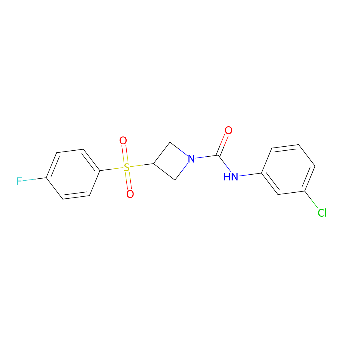 N-(3-chlorophenyl)-3-((4-fluorophenyl)sulfonyl)azetidine-1-carboxamide molecular structure, CAS 1795301-00-6
