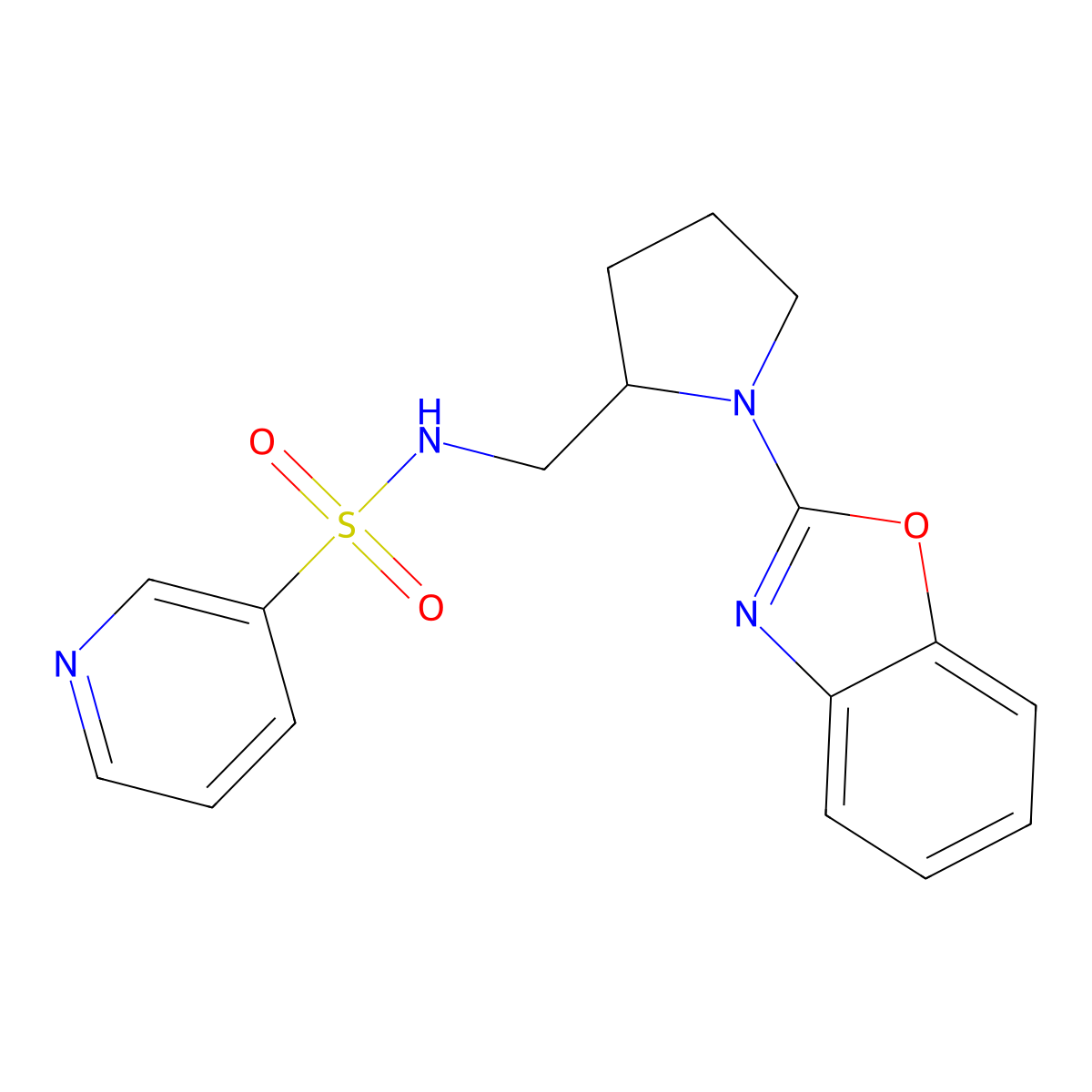 N-((1-(benzo[d]oxazol-2-yl)pyrrolidin-2-yl)methyl)pyridine-3-sulfonamide molecular structure, CAS 1795301-04-0