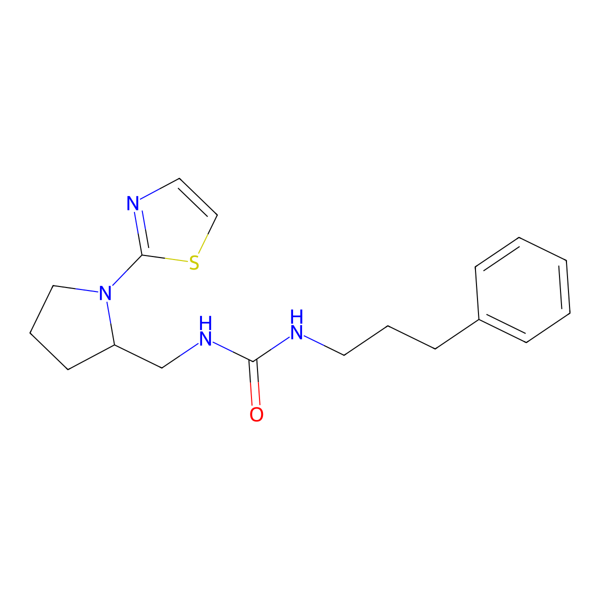 1-(3-Phenylpropyl)-3-((1-(thiazol-2-yl)pyrrolidin-2-yl)methyl)urea molecular structure, CAS 1795301-11-9