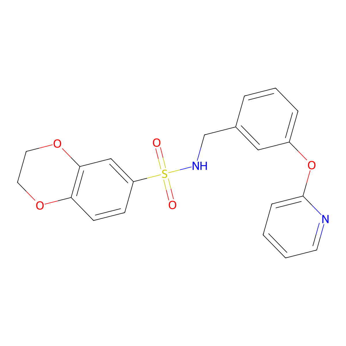 N-(3-(pyridin-2-yloxy)benzyl)-2,3-dihydrobenzo[b][1,4]dioxine-6-sulfonamide molecular structure, CAS 1795301-14-2