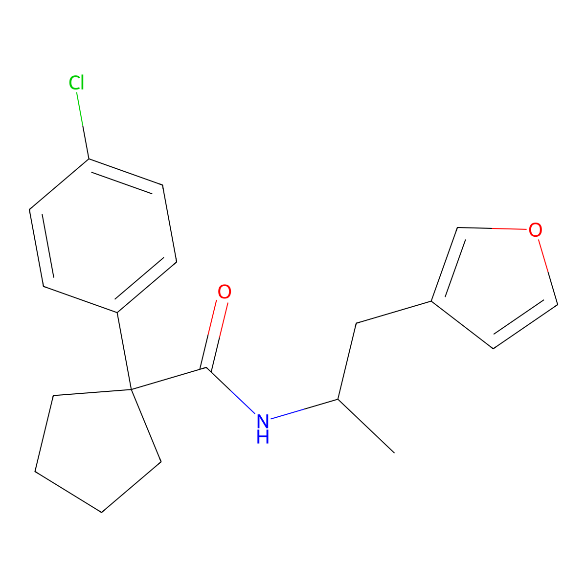 1-(4-chlorophenyl)-N-(1-(furan-3-yl)propan-2-yl)cyclopentanecarboxamide molecular structure, CAS 1795301-17-5