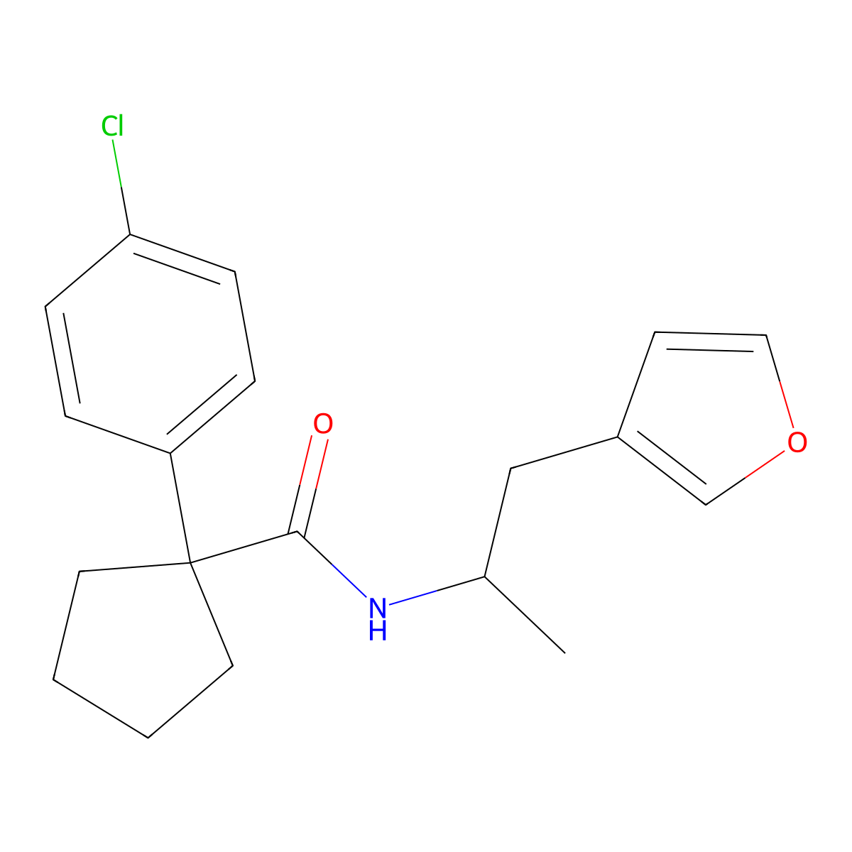 1-(4-chlorophenyl)-N-(1-(furan-3-yl)propan-2-yl)cyclopentanecarboxamide molecular structure, CAS 1795301-17-5
