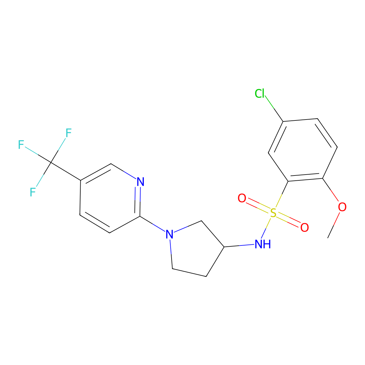 5-chloro-2-methoxy-N-(1-(5-(trifluoromethyl)pyridin-2-yl)pyrrolidin-3-yl)benzenesulfonamide molecular structure, CAS 1795301-24-4