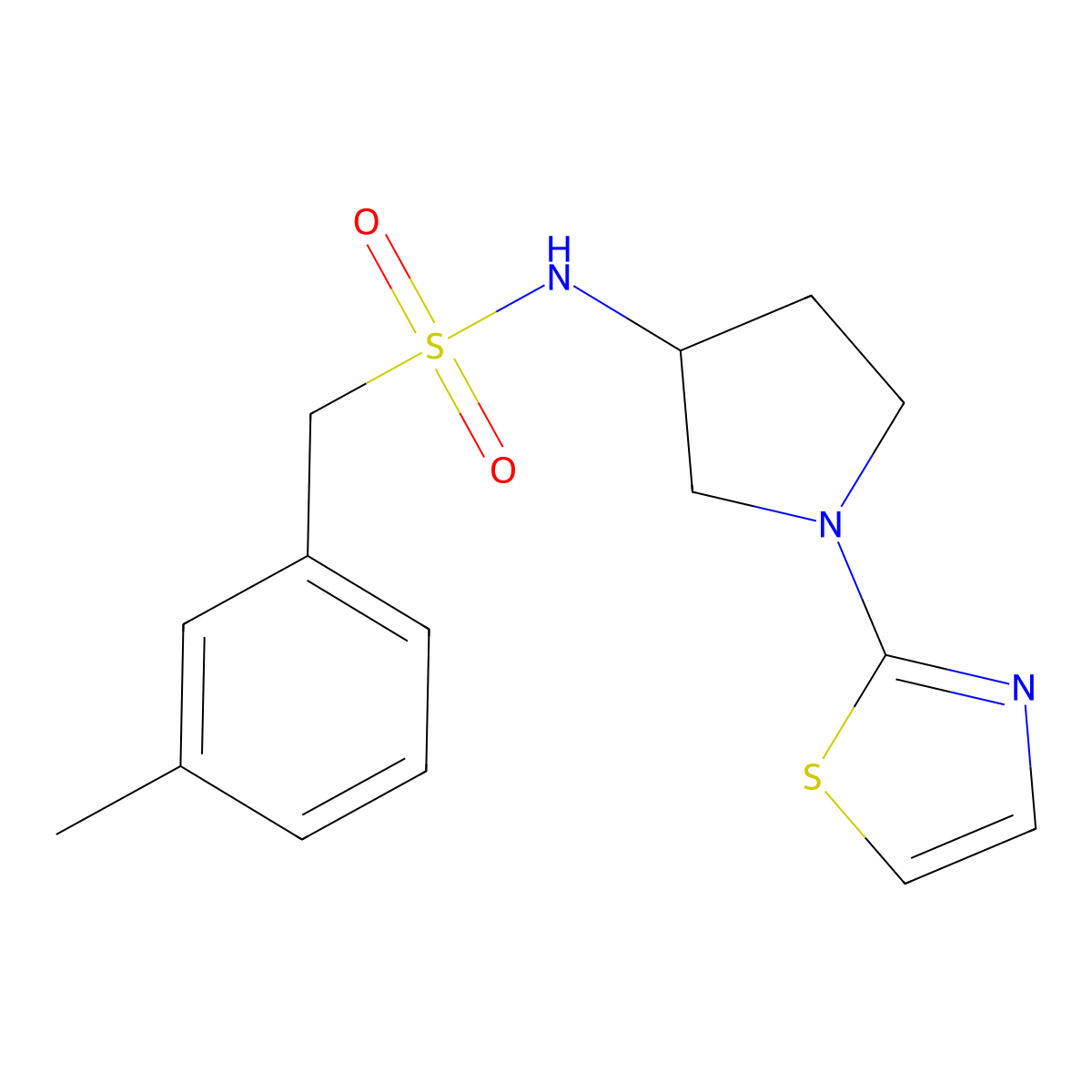N-(1-(thiazol-2-yl)pyrrolidin-3-yl)-1-(m-tolyl)methanesulfonamide molecular structure, CAS 1795301-27-7