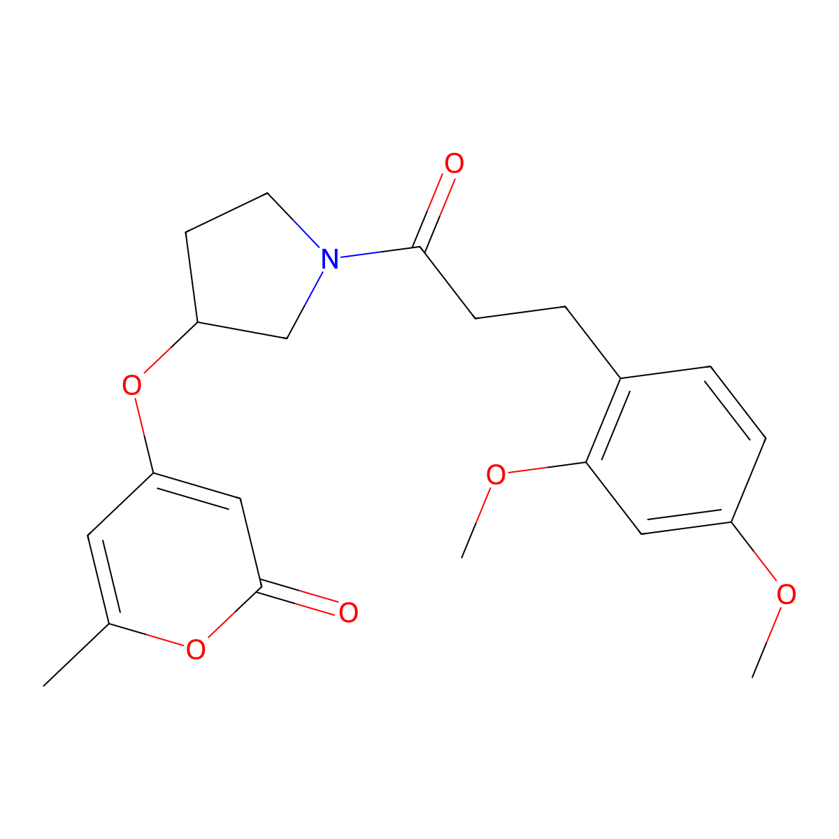 4-((1-(3-(2,4-dimethoxyphenyl)propanoyl)pyrrolidin-3-yl)oxy)-6-methyl-2H-pyran-2-one molecular structure, CAS 1795301-35-7