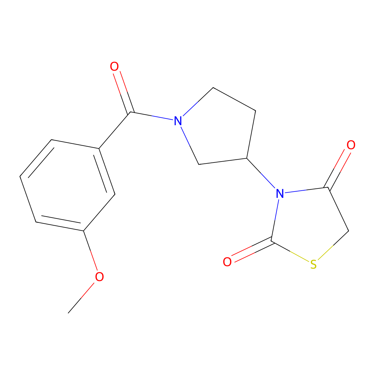 3-(1-(3-Methoxybenzoyl)pyrrolidin-3-yl)thiazolidine-2,4-dione molecular structure, CAS 1795301-43-7