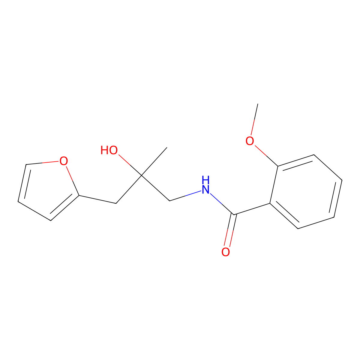 N-(3-(furan-2-yl)-2-hydroxy-2-methylpropyl)-2-methoxybenzamide molecular structure, CAS 1795301-45-9