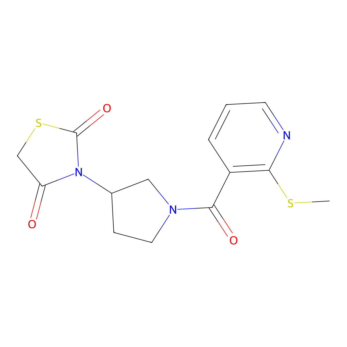 3-(1-(2-(Methylthio)nicotinoyl)pyrrolidin-3-yl)thiazolidine-2,4-dione molecular structure, CAS 1795301-48-2