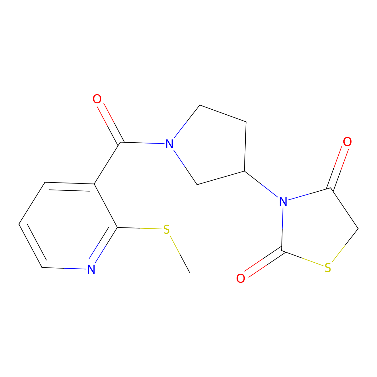 3-(1-(2-(Methylthio)nicotinoyl)pyrrolidin-3-yl)thiazolidine-2,4-dione molecular structure, CAS 1795301-48-2