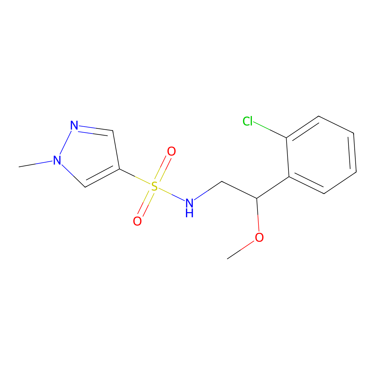 N-[2-(2-chlorophenyl)-2-methoxyethyl]-1-methyl-1H-pyrazole-4-sulfonamide molecular structure, CAS 1795301-49-3