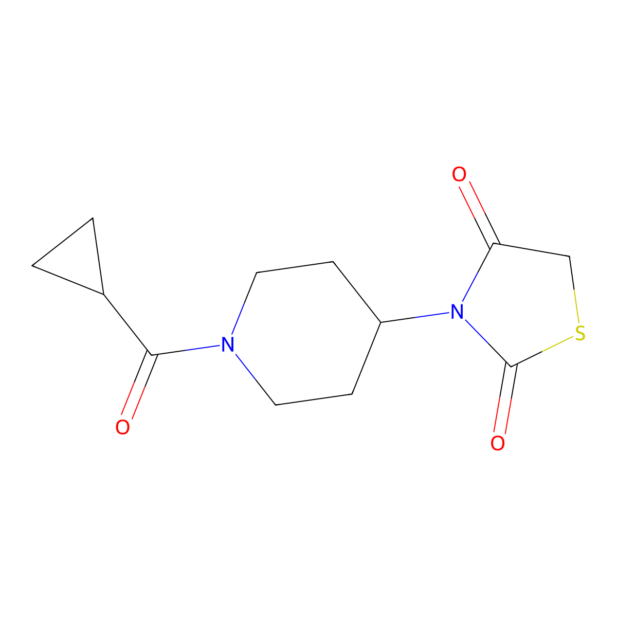 3-(1-(Cyclopropanecarbonyl)piperidin-4-yl)thiazolidine-2,4-dione molecular structure, CAS 1795301-53-9