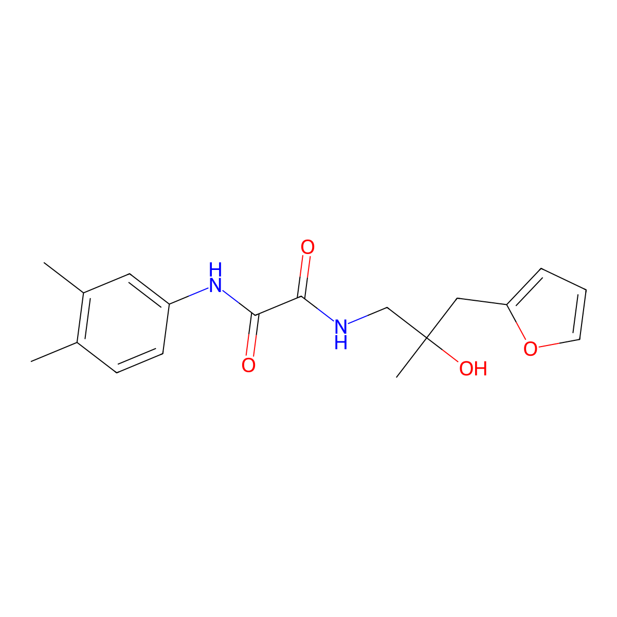 N1-(3,4-dimethylphenyl)-N2-(3-(furan-2-yl)-2-hydroxy-2-methylpropyl)oxalamide molecular structure, CAS 1795301-59-5