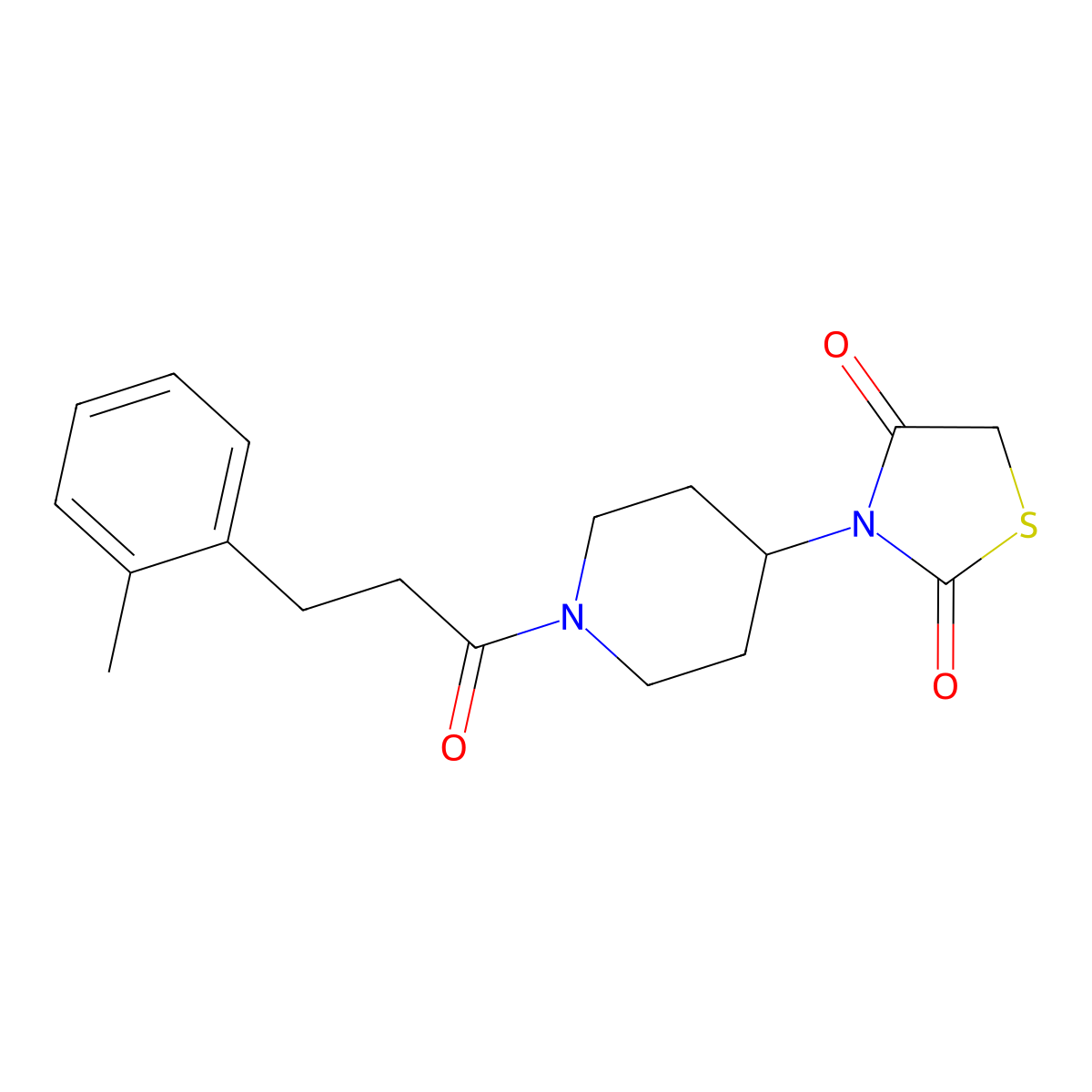 3-(1-(3-(o-Tolyl)propanoyl)piperidin-4-yl)thiazolidine-2,4-dione molecular structure, CAS 1795301-63-1