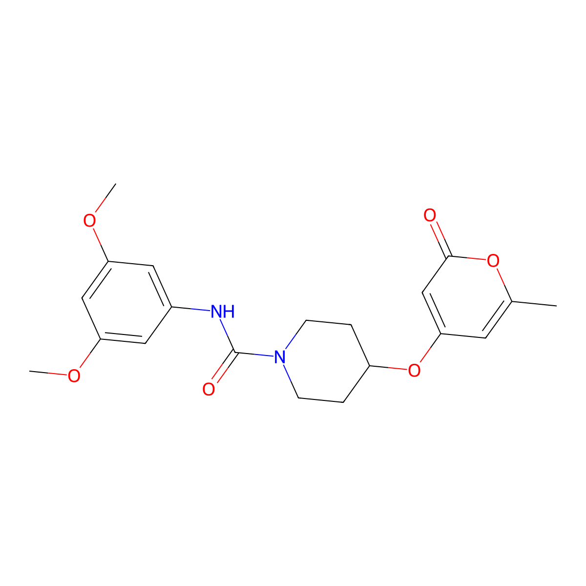 N-(3,5-dimethoxyphenyl)-4-[(6-methyl-2-oxo-2H-pyran-4-yl)oxy]piperidine-1-carboxamide molecular structure, CAS 1795301-67-5