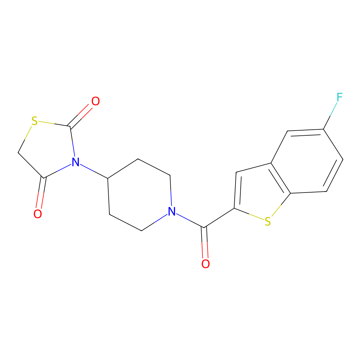 3-(1-(5-Fluorobenzo[b]thiophene-2-carbonyl)piperidin-4-yl)thiazolidine-2,4-dione molecular structure, CAS 1795301-74-4