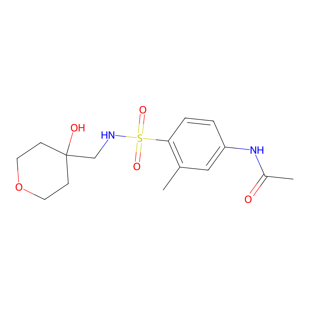 N-(4-(N-((4-hydroxytetrahydro-2H-pyran-4-yl)methyl)sulfamoyl)-3-methylphenyl)acetamide molecular structure, CAS 1795301-82-4