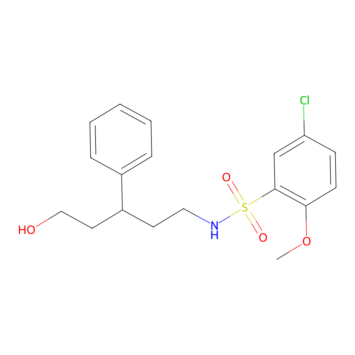 5-chloro-N-(5-hydroxy-3-phenylpentyl)-2-methoxybenzenesulfonamide molecular structure, CAS 1795301-88-0