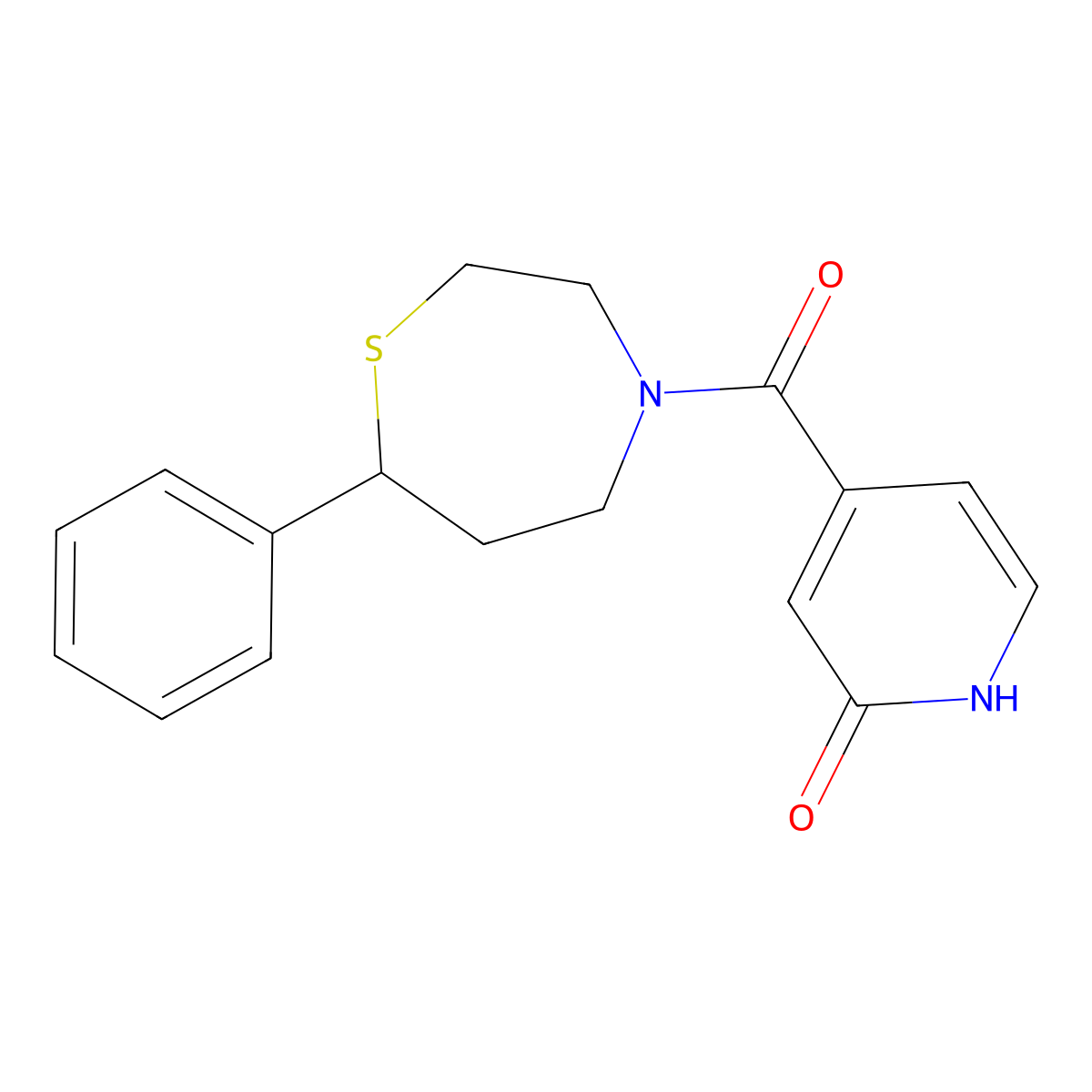 4-(7-phenyl-1,4-thiazepane-4-carbonyl)pyridin-2(1H)-one molecular structure, CAS 1795302-08-7