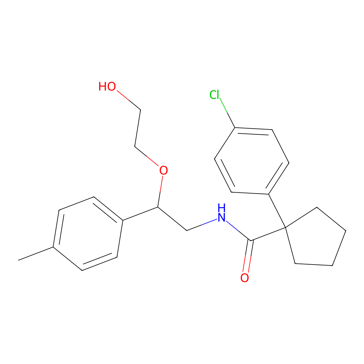 1-(4-chlorophenyl)-N-(2-(2-hydroxyethoxy)-2-(p-tolyl)ethyl)cyclopentanecarboxamide molecular structure, CAS 1795302-10-1