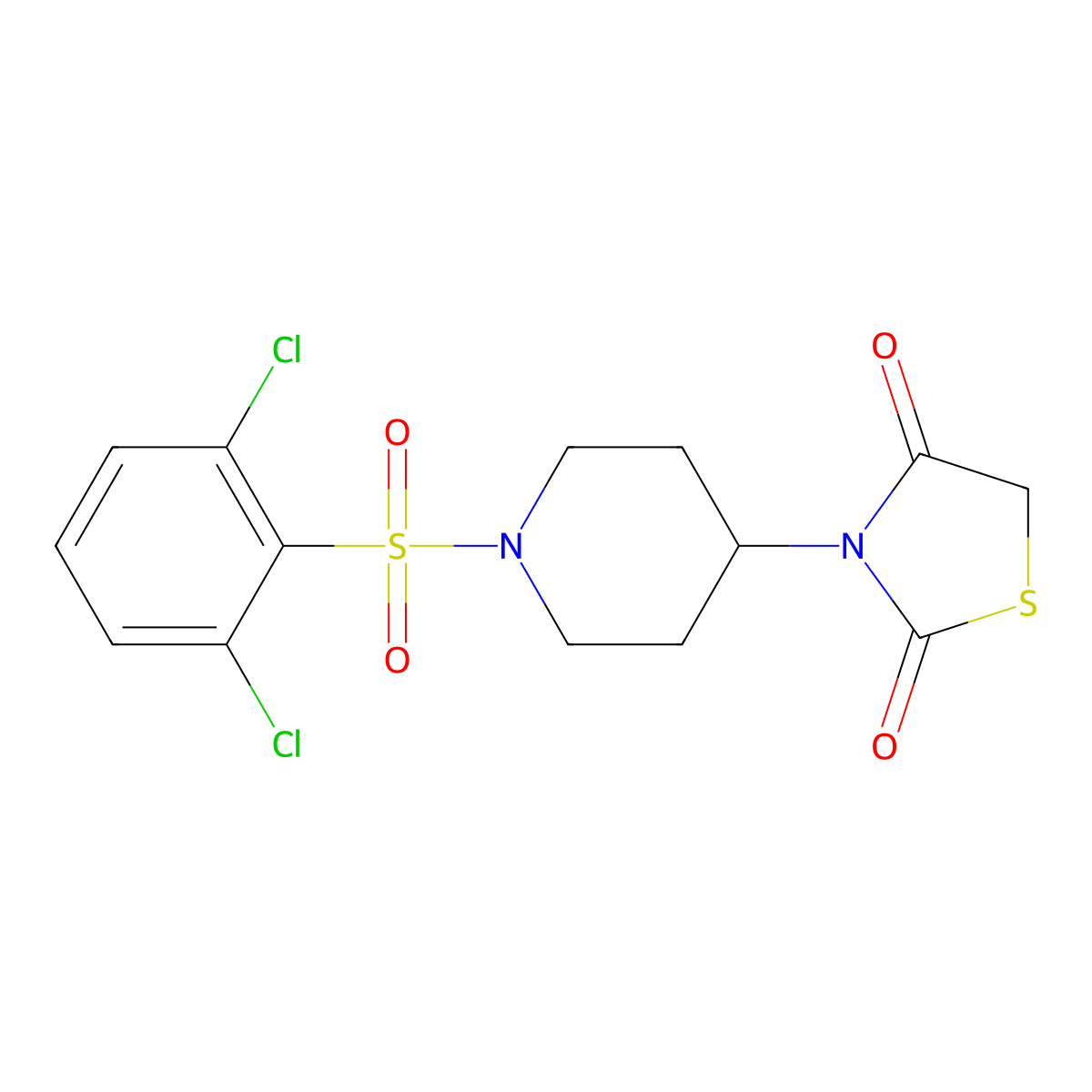 3-(1-((2,6-Dichlorophenyl)sulfonyl)piperidin-4-yl)thiazolidine-2,4-dione molecular structure, CAS 1795302-11-2