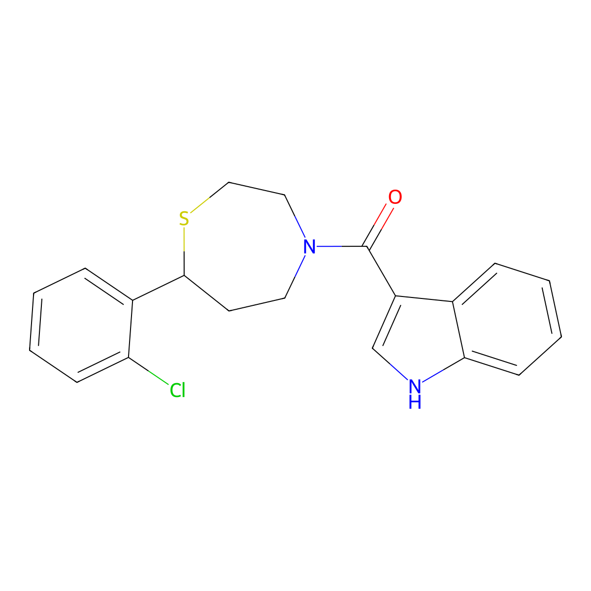 (7-(2-chlorophenyl)-1,4-thiazepan-4-yl)(1H-indol-3-yl)methanone molecular structure, CAS 1795302-20-3
