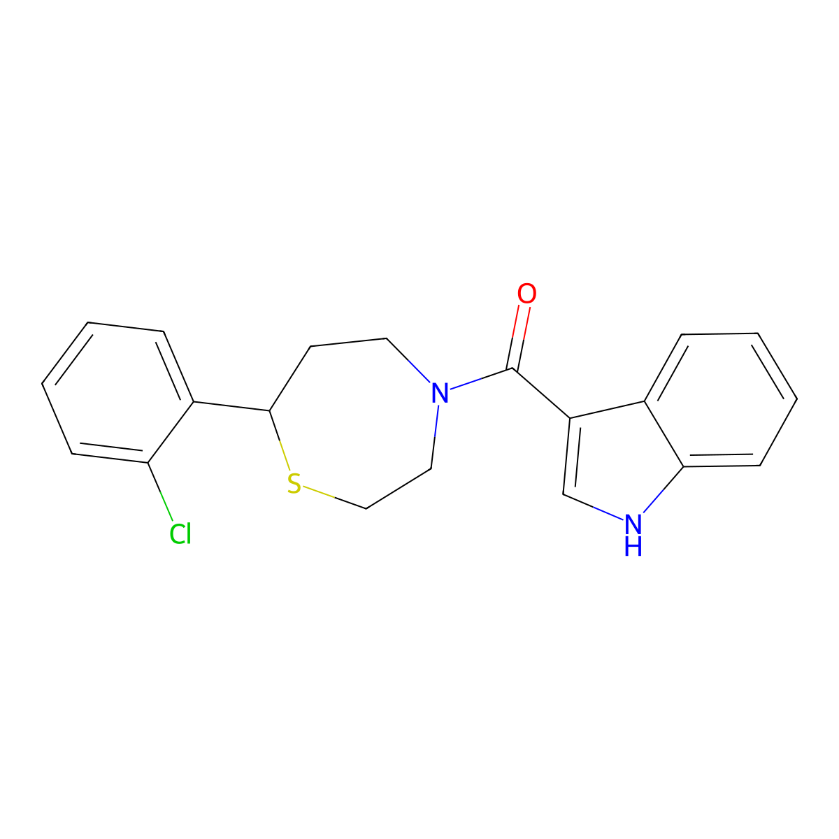 (7-(2-chlorophenyl)-1,4-thiazepan-4-yl)(1H-indol-3-yl)methanone molecular structure, CAS 1795302-20-3