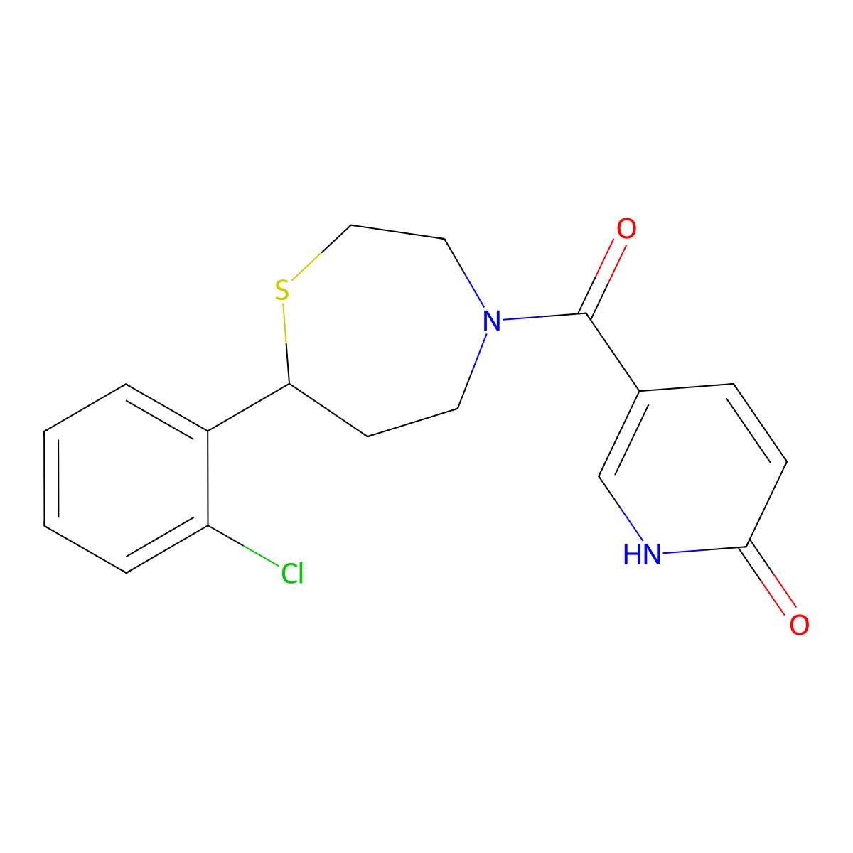 5-(7-(2-chlorophenyl)-1,4-thiazepane-4-carbonyl)pyridin-2(1H)-one molecular structure, CAS 1795302-26-9