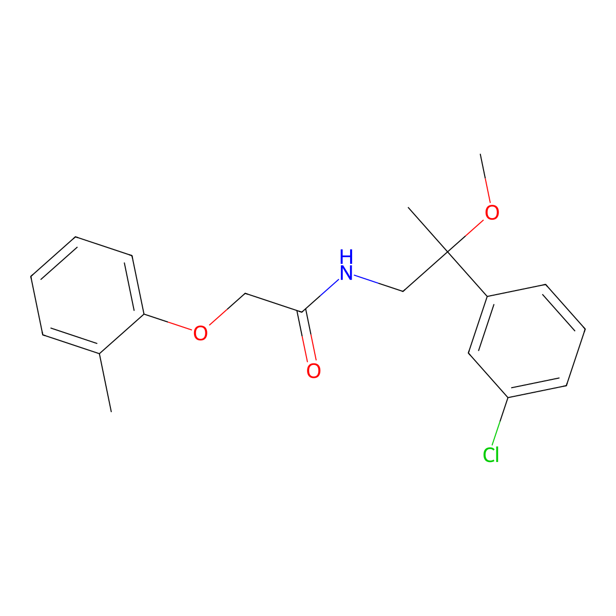 N-(2-(3-chlorophenyl)-2-methoxypropyl)-2-(o-tolyloxy)acetamide molecular structure, CAS 1795302-28-1