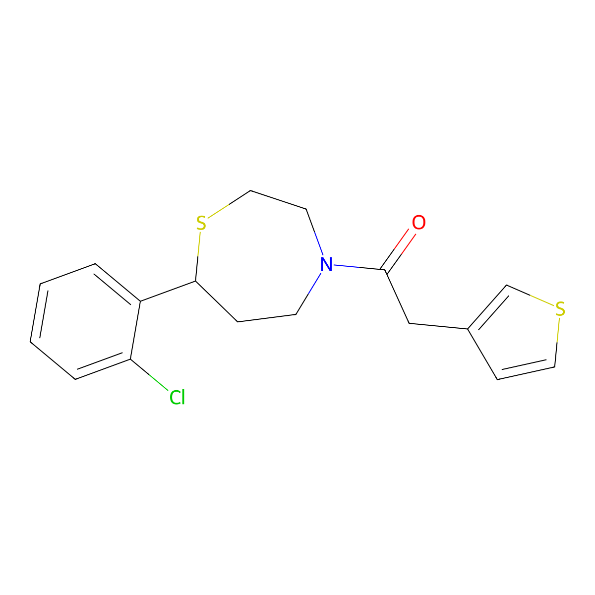 1-(7-(2-Chlorophenyl)-1,4-thiazepan-4-yl)-2-(thiophen-3-yl)ethanone molecular structure, CAS 1795302-34-9