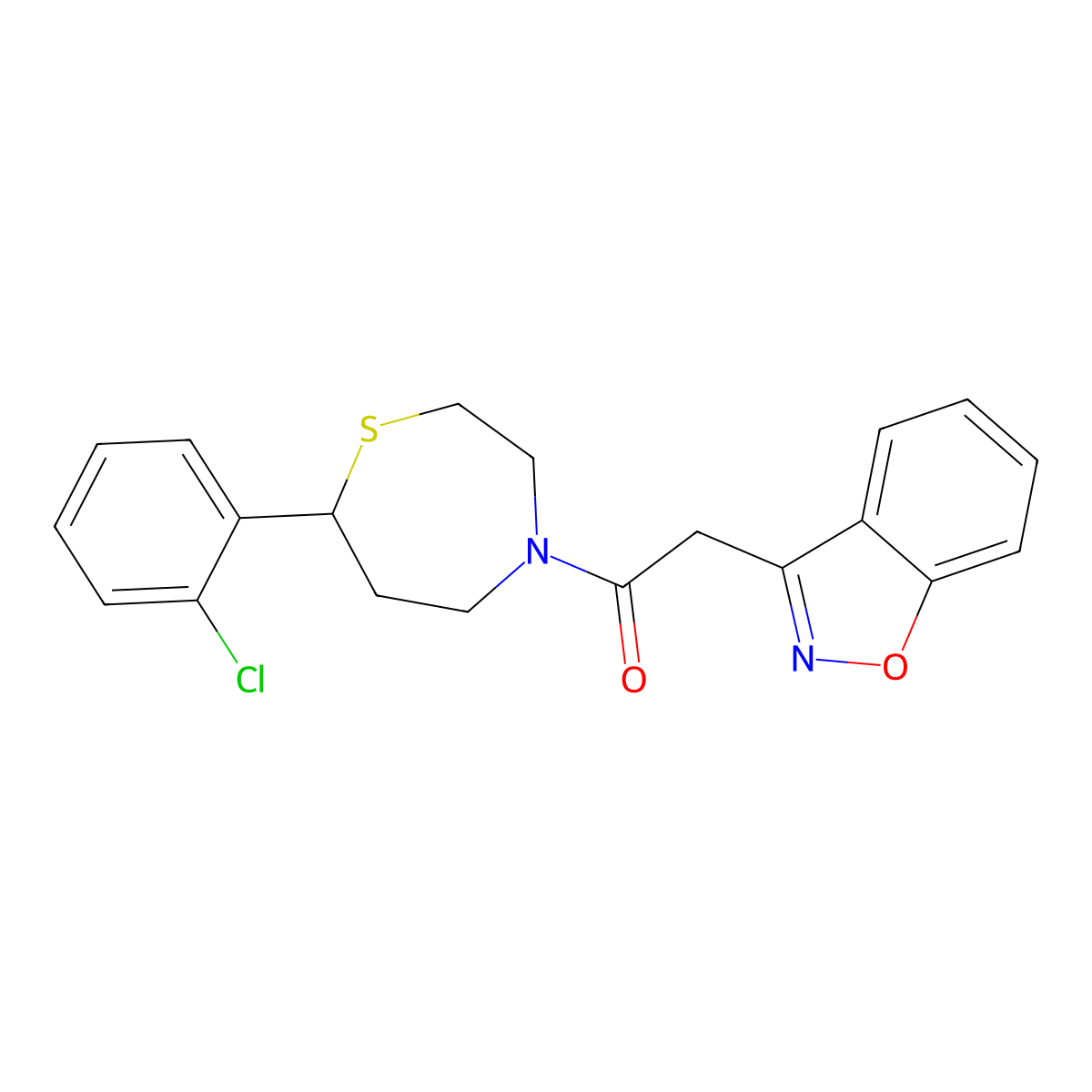 2-(Benzo[d]isoxazol-3-yl)-1-(7-(2-chlorophenyl)-1,4-thiazepan-4-yl)ethanone molecular structure, CAS 1795302-40-7