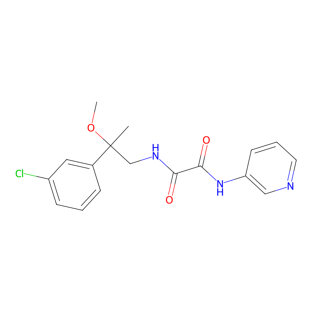 N1-(2-(3-chlorophenyl)-2-methoxypropyl)-N2-(pyridin-3-yl)oxalamide molecular structure, CAS 1795302-51-0